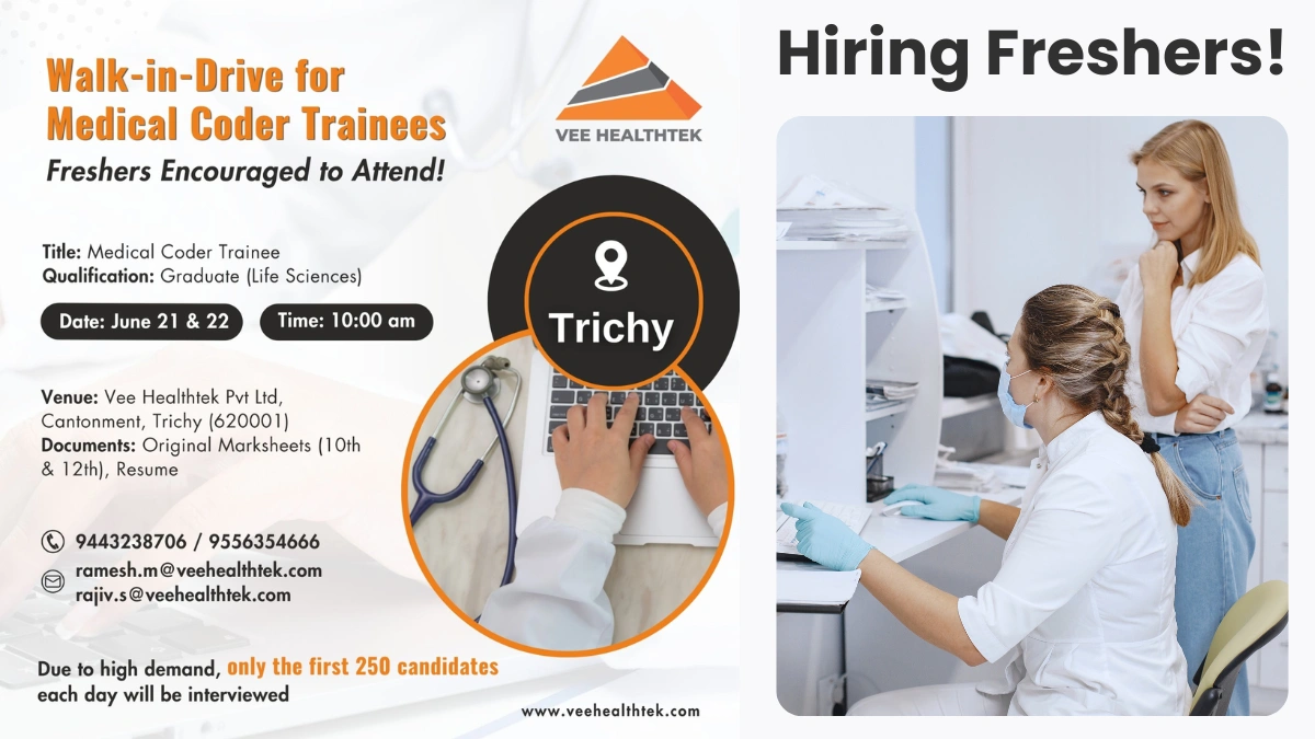 Vee Healthtek Walk-In Drive for Medical Coder Trainees