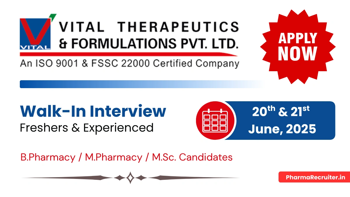 Vital Therapeutics Walk-in Drive for Multiple Roles in Hyderabad