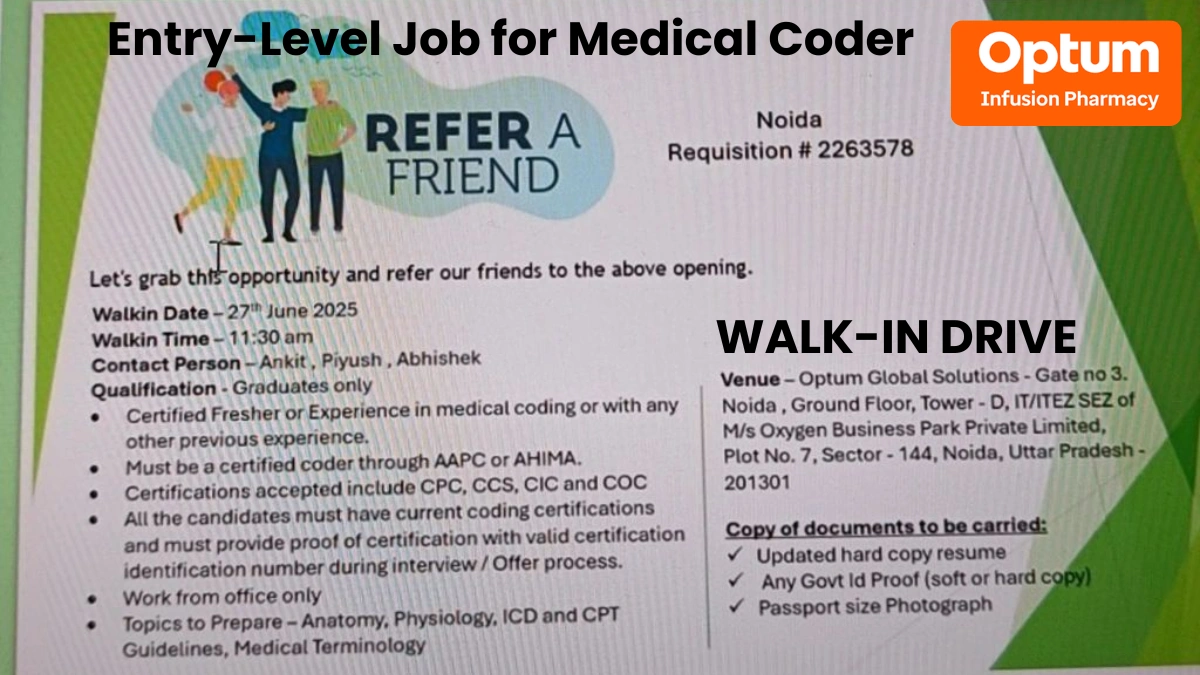 Walk in Drive @ Optum - Hiring Freshers for Medical Coding Roles on 27th June