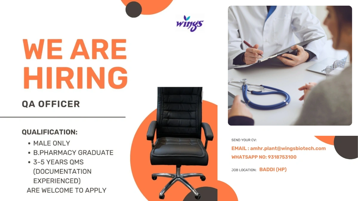 Wings Biotech is Hiring Graduates – QA Officer in Baddi