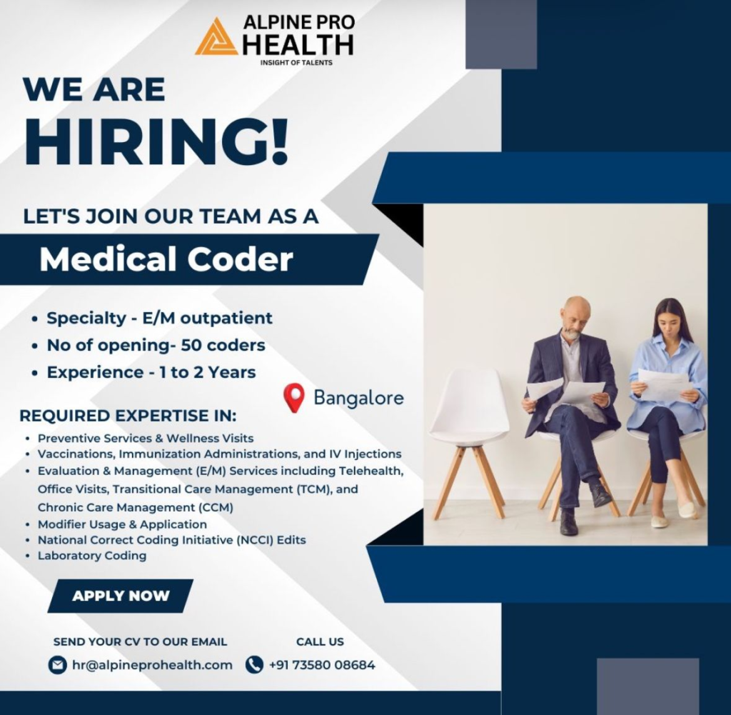 45+ Job Openings @ Alpine Pro Hiring for Medical Coder (E/M Outpatient Specialty)