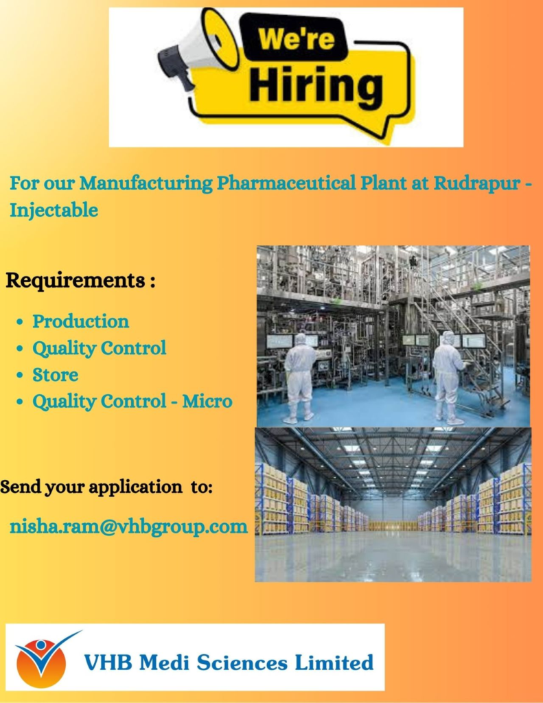 VHB Medi Sciences Limited - Job Openings for Injectable Roles in Rudrapur