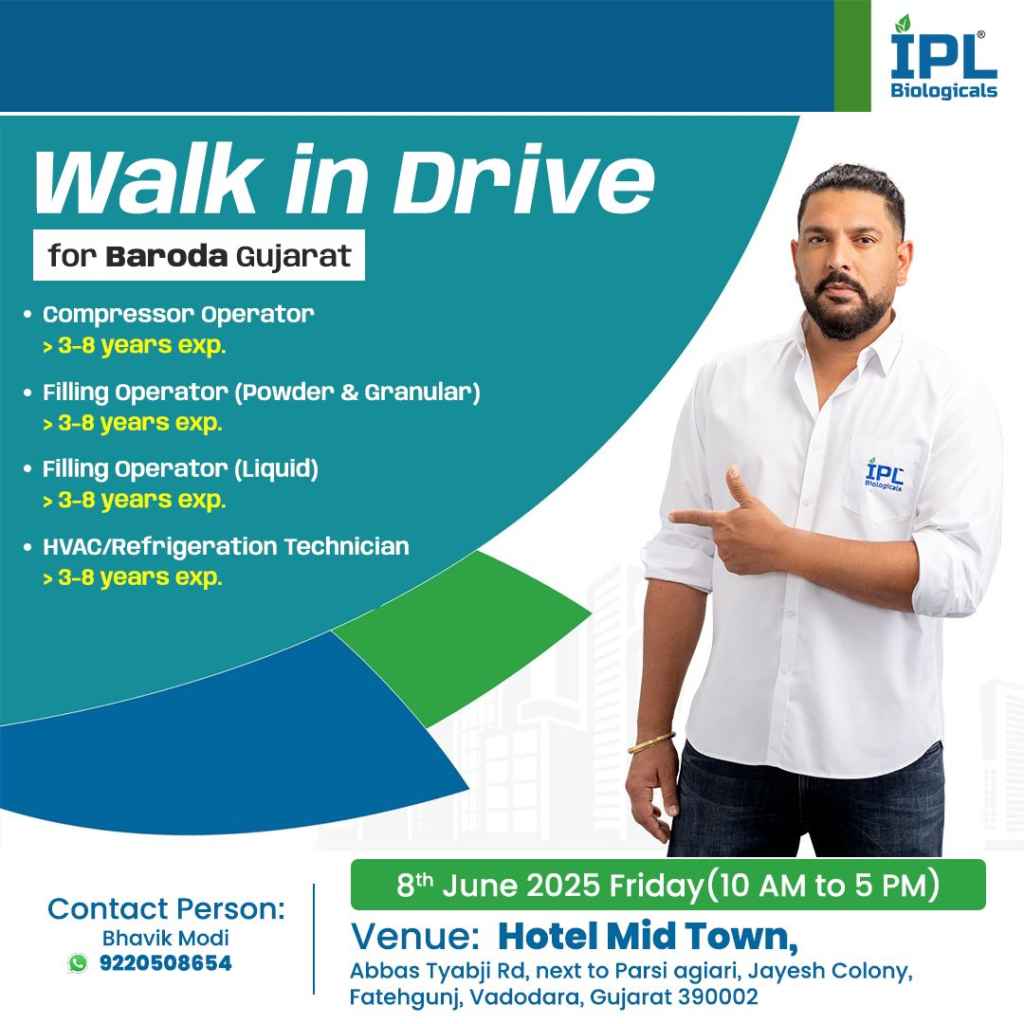 IPL Biologicals Walk-In Drive for Multiple Positions on 6th June