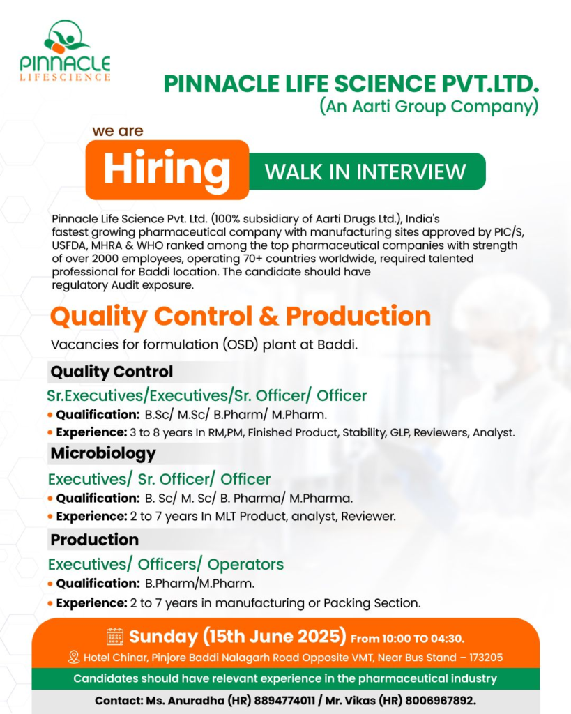 Pinnacle Life Science hiring