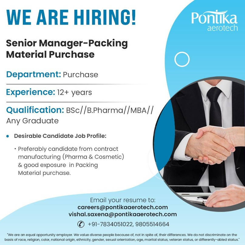 Pontika Aerotech is Hiring for Senior Manager/Manager Roles – Paonta Sahib