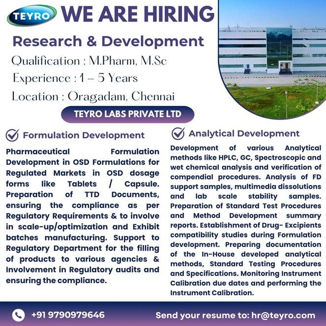 Teyro Labs Private Ltd Is Hiring for Research & Development Job Opportunities – Oragadam, Chennai