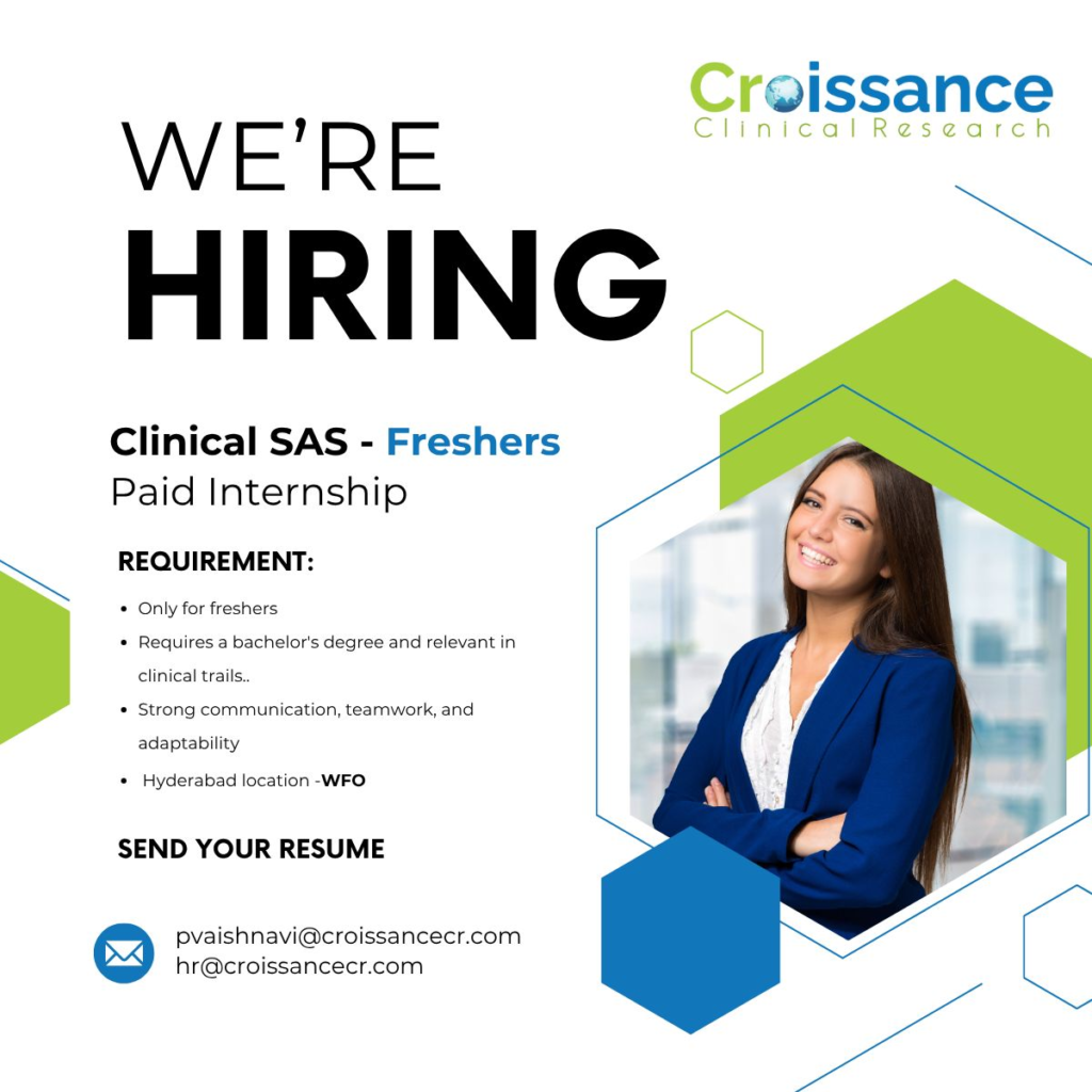 Croissance Clinical Research - Internship for Clinical SAS (Fresher)