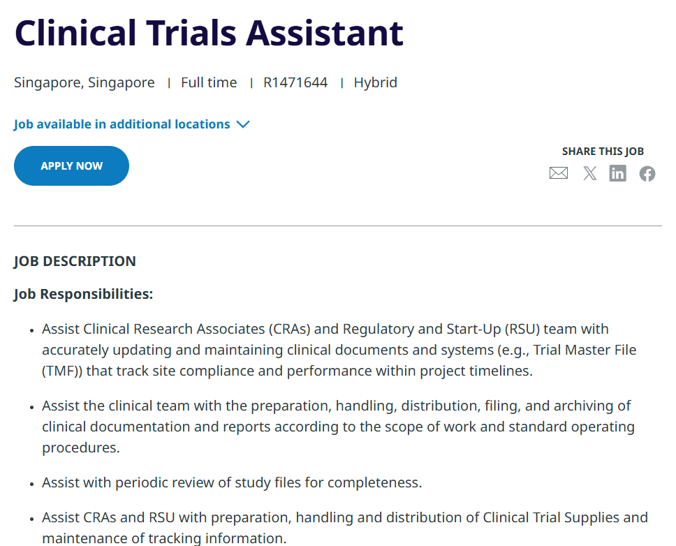IQVIA is Hiring for Clinical Trials Assistant in Singapore – 2025