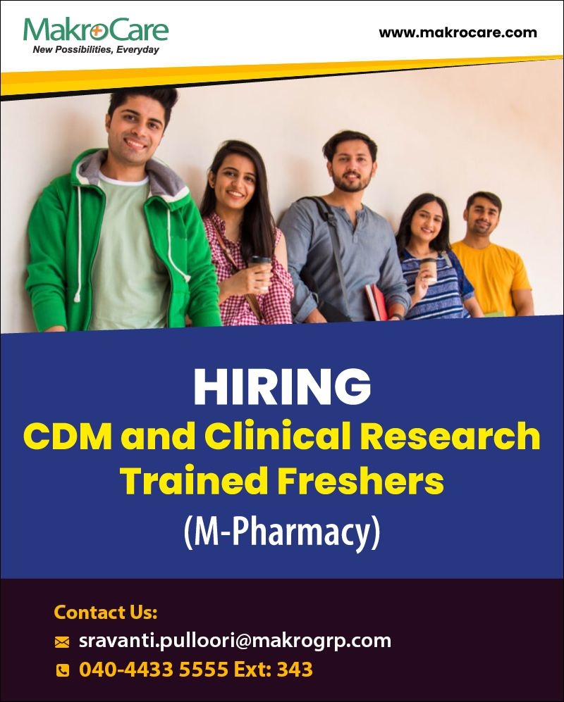 MakroCare- job Openings for CDM & Clinical Research Jobs for M-Pharmacy Freshers in Hyderabad
