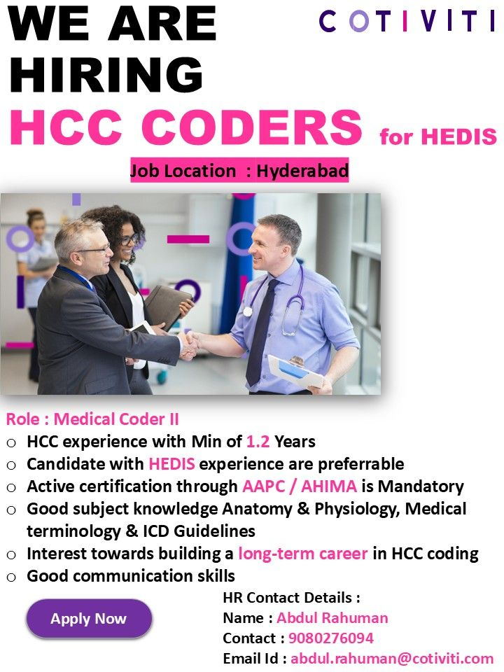 Cotiviti is Hiring Medical Coder II (HCC Coders for HEDIS) in Hyderabad