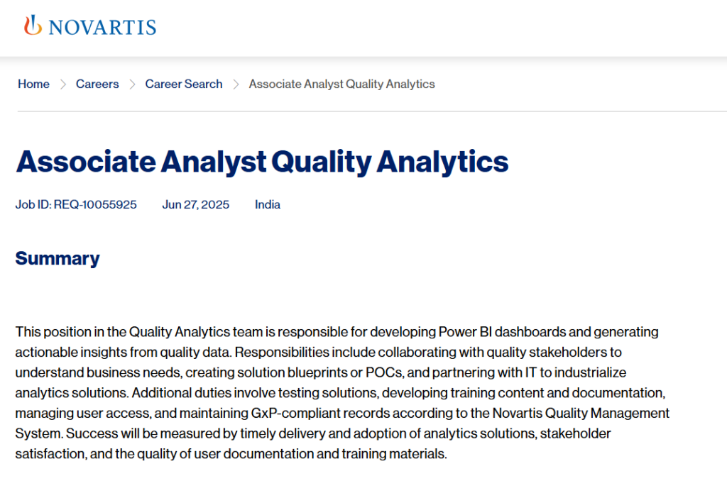 Novartis Hiring Freshers for Associate Analyst – Quality Analytics in Hyderabad