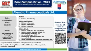 Alembic Pharmaceuticals - Pool Campus Drive 2025 As Trainee - Manufacturing
