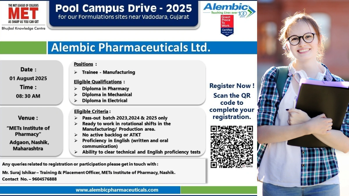 Alembic Pharmaceuticals - Pool Campus Drive 2025 As Trainee - Manufacturing