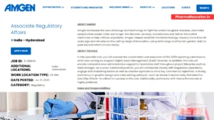 Amgen - Job Openings for Associate Regulatory Affairs