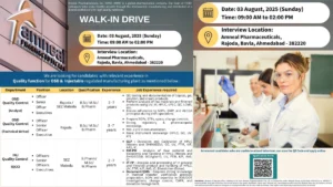 Amneal Pharmaceuticals Walk-In Drive for Quality Control Roles on 3rd August