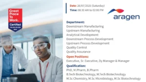 Aragen Life Sciences Walk-In Interview for Biologics on 26th July 2025