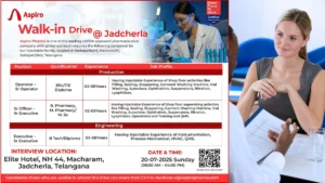 Aspiro Pharma Walk in Drive - Hiring for Production and Engineering roles