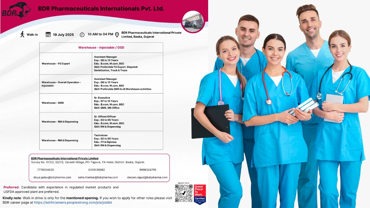 BDR Pharmaceuticals Walk-In Interview for Warehouse Roles on 19th July