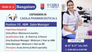 Cadila Pharmaceuticals Walk-In Interview in Bangalore on 26th & 27th July