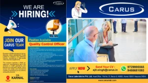 Carus Laboratories Hiring for Quality Control Officer Job