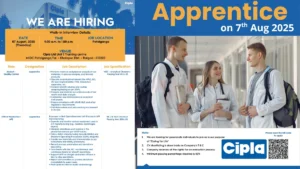 Cipla Apprentice - Walk in Interview for Freshers on 7th August