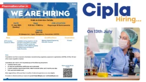 Cipla Walk-In Interview for API Production Roles on 13th July