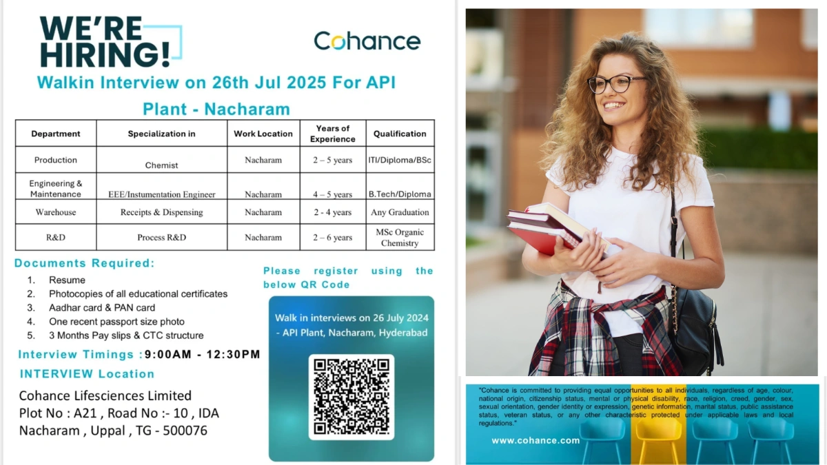 Cohance Lifesciences Walk-In Interview for Production, Warehouse, R&D, Engineering & Maintenance