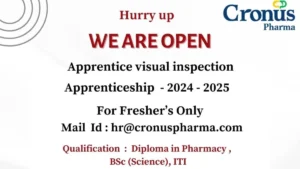 Cronus Pharma Walk-In Drive for Apprentice Visual Inspection on 1st & 2nd August
