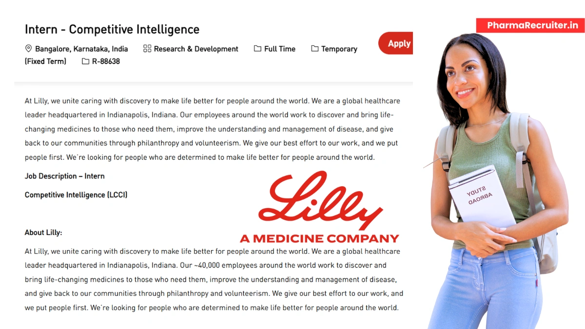 Eli Lilly Internship Opportunity in R&D Roles in Bangalore