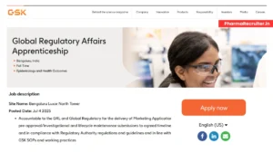 GSK is Hiring for Global Regulatory Affairs Apprenticeship in Bengaluru