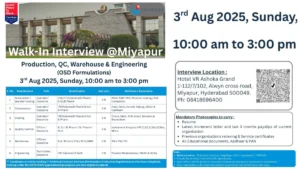 Granules India Walk-In Interview for Multiple Roles on 3rd August