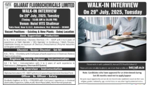 Gujarat Fluorochemicals Limited Walk-In Interviews for Multiple Roles on 29th July