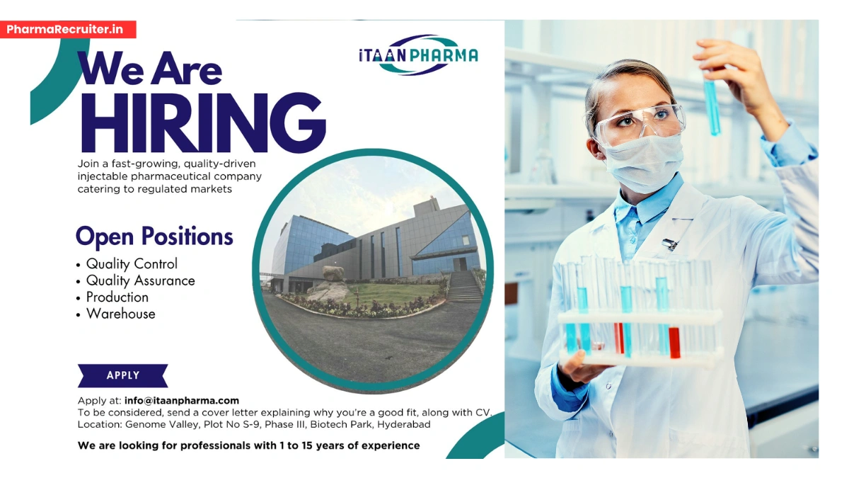 ITAAN Pharma - Job Opportunities in Quality Control, Quality Assurance, Production, and Warehouse Roles
