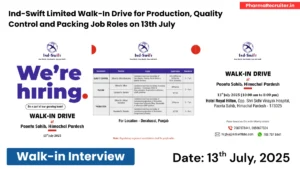 Ind-Swift Limited Walk-In Drive for Production, Quality Control and Packing Job Roles