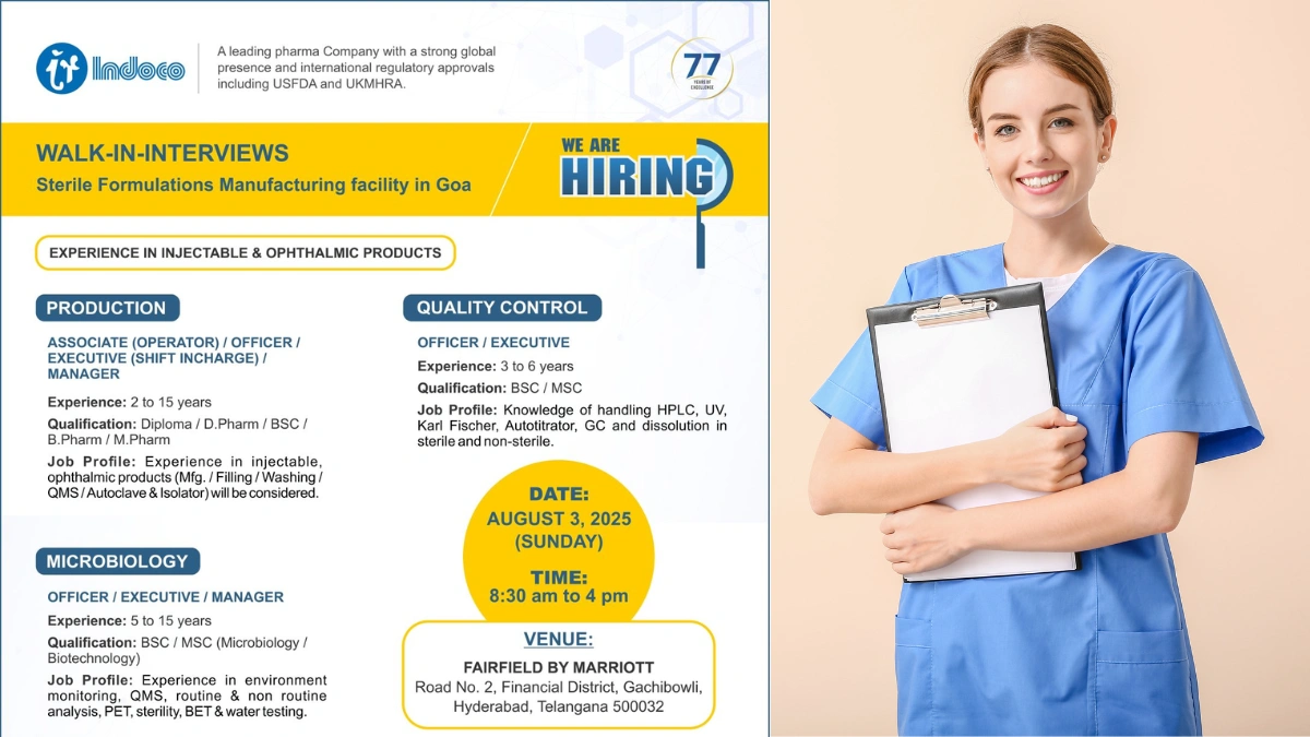 Indoco Remedies Walk-In Interview for Sterile Formulations in Production, Quality Control and Microbiology Roles
