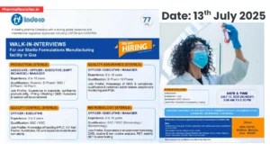 Indoco Remedies Walk-In Interview for Sterile & OSD Roles on 13th July