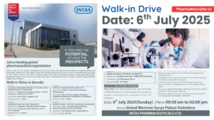 Intas Pharmaceuticals Walk-In Interview for Multiple Roles in Ahmedabad – July 6, 2025