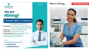 Krsnaa Diagnostics Hiring Junior Scientific Officer & Junior Technician for Molecular Biology