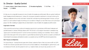 Lilly is Hiring for Senior Director – Quality Control