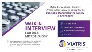 Mylan Laboratories Walk-In Interview for QA & Microbiology Roles on 12th July