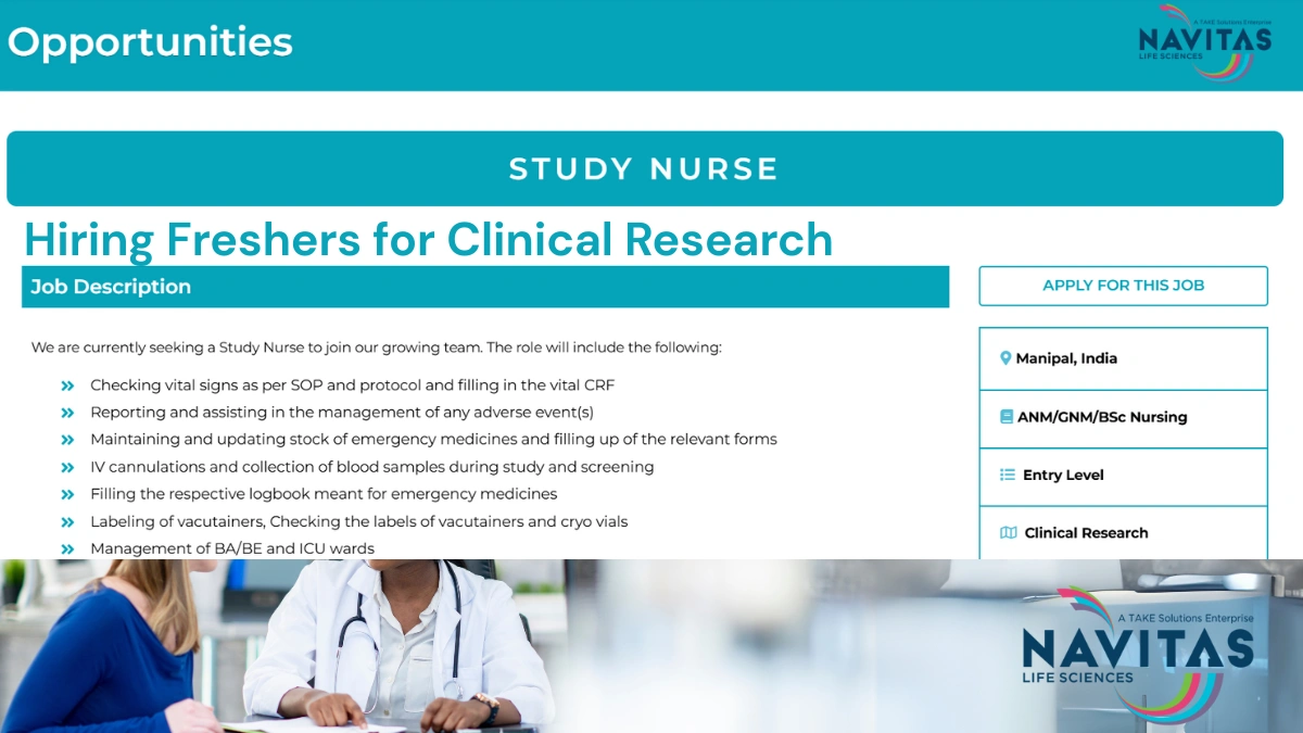 Navitas Life Sciences - Job Openings for Freshers in Clinical Research Roles