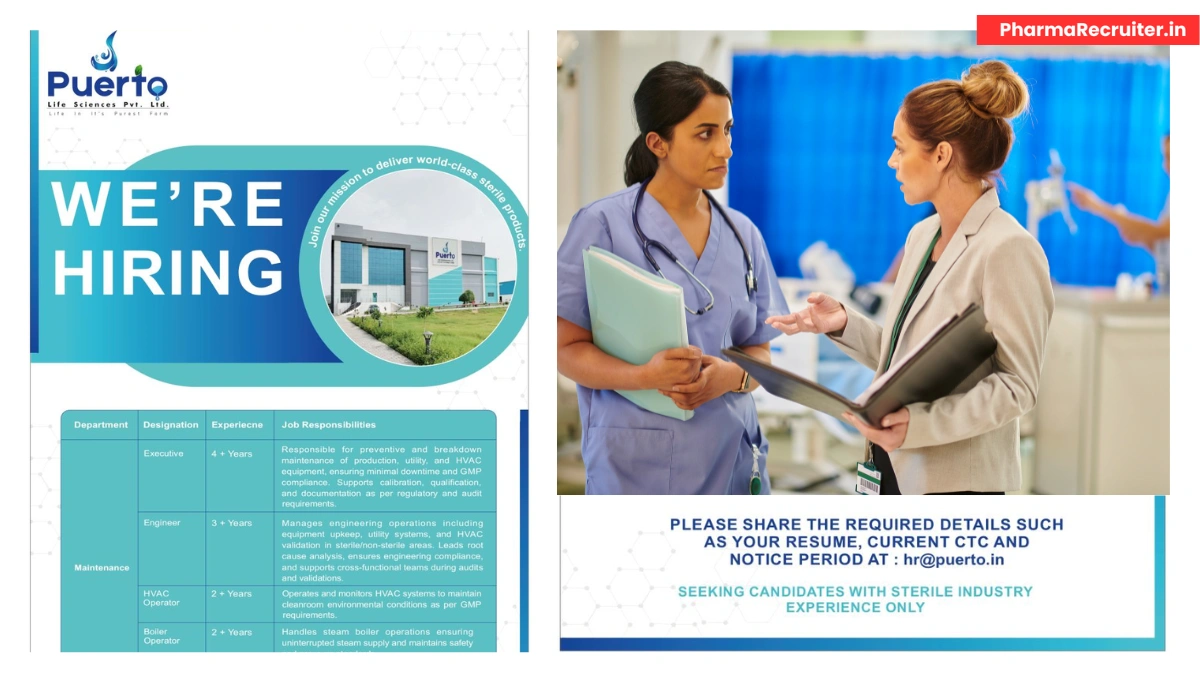 Puerto Life Sciences is Hiring for Sterile Facility