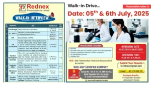 Rednex Pharmaceuticals Walk-In Interview – Hiring for Multiple Roles (5th & 6th July 2025)