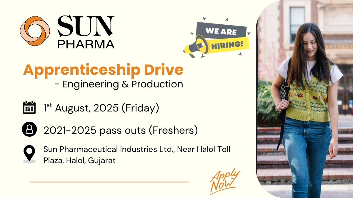 Sun Pharma Apprenticeship Drive 2025 - Friday, 1st August 2025