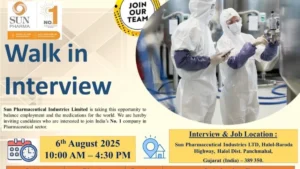 Sun Pharma Walk-In Drive on 6th August
