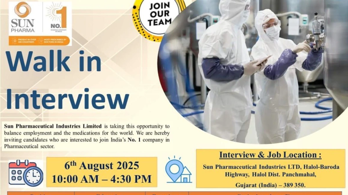 Sun Pharma Walk-In Drive on 6th August