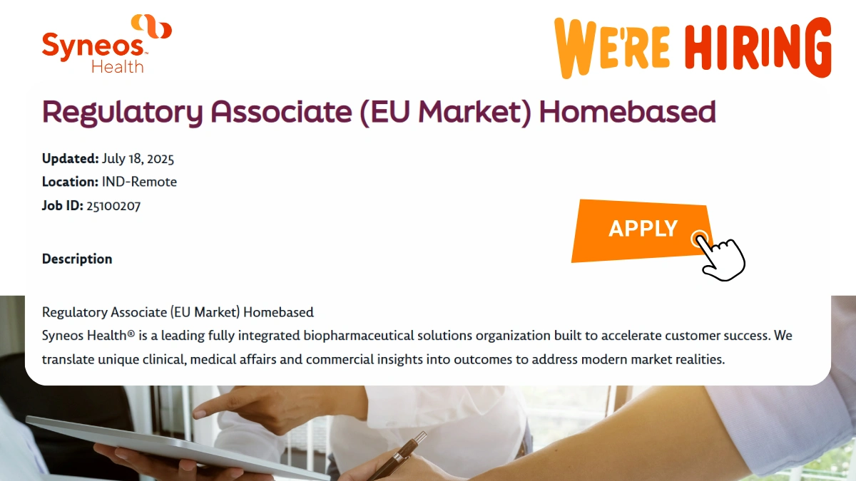 Syneos Health Is Hiring for A Regulatory Associate (EU Market) – Homebased in India