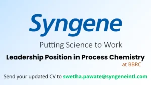 Syngene - Leadership Position in Process Chemistry at BBRC