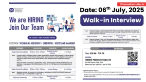 Torrent Pharmaceuticals Walk in Interview for Production, Quality Control & Packing Roles on 6th July