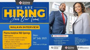 Walk-In Interview @ Marksans Pharma - Hiring for Analytical R&D Job Roles on July 26, 2025